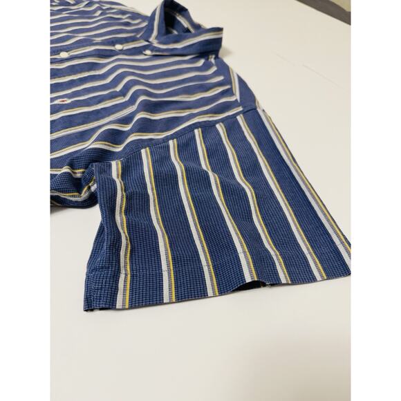 Chaps Ralph Lauren Button Down Men’s L Vertical Striped Short Sleeve Shirt - Picture 8 of 10